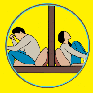 Couple sitting back-to-back and emotionally disconnected during relationship conflict.